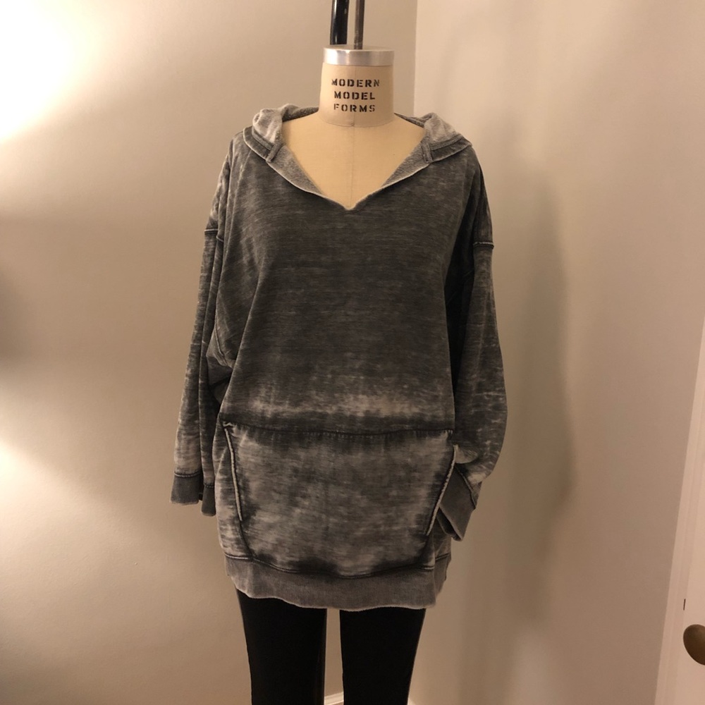 Free People Burnout Fleece Oversized Hooded Sweatshirt!
